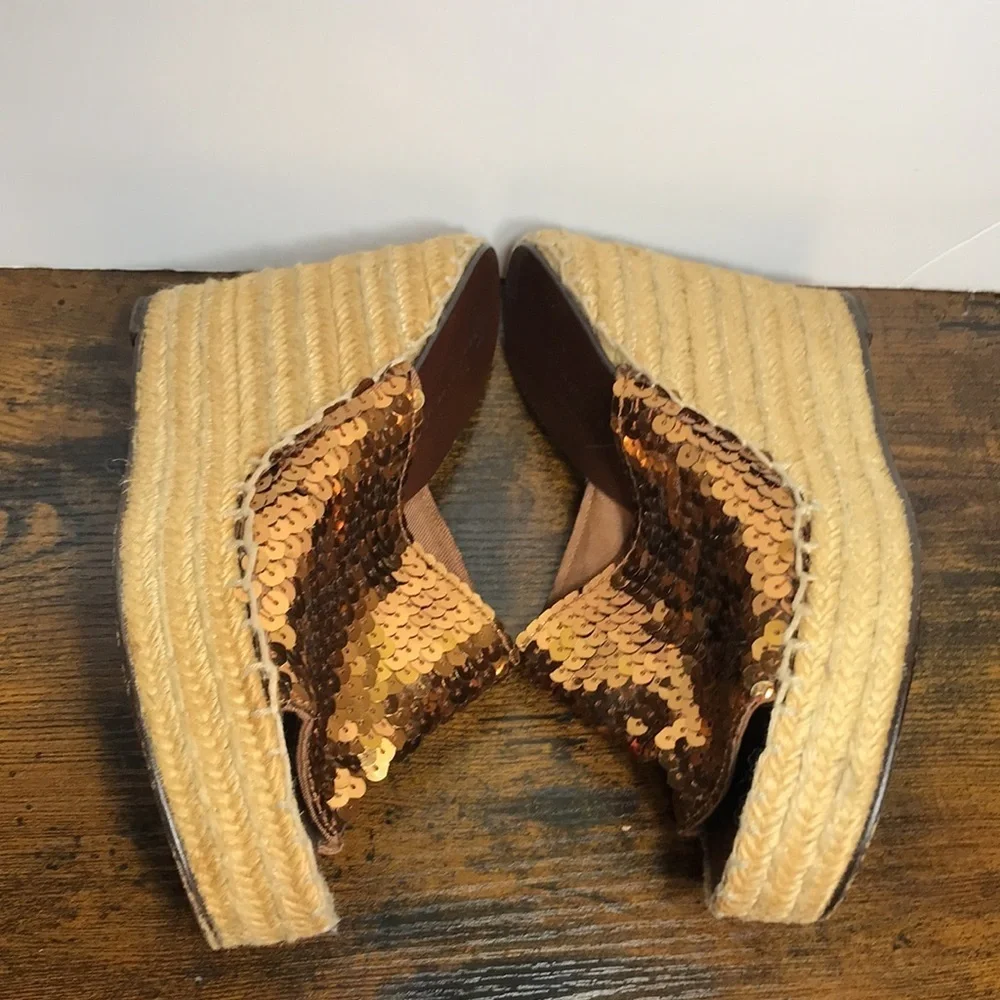 Marc by Marc Jacobs Bronze Sequence Platform Wedge Slip On Sandals 37 /6.5-7 Y2K